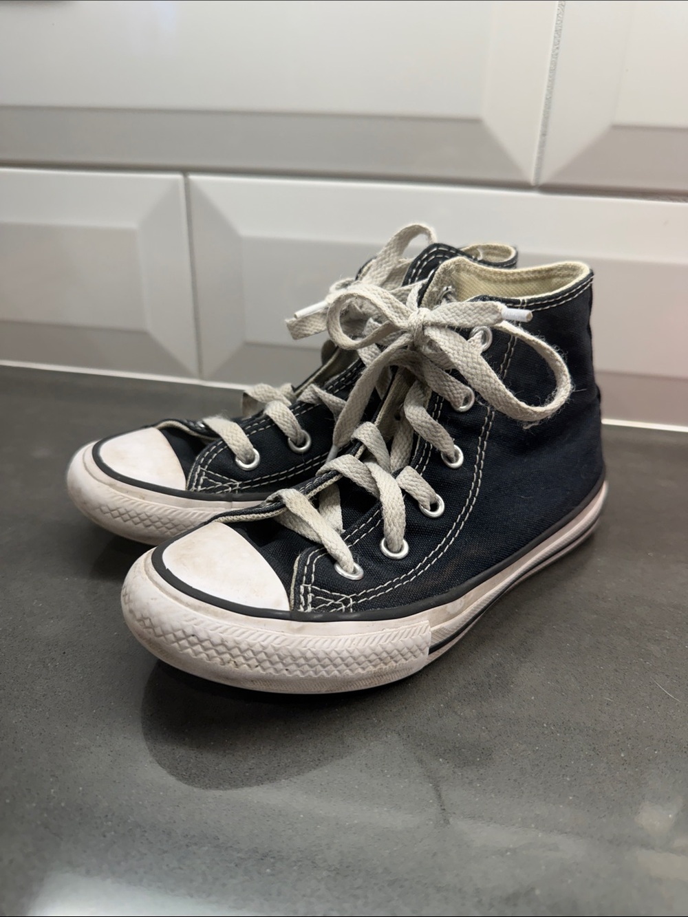 Converse Kids Black High-Top Canvas Sneakers with White Accents
